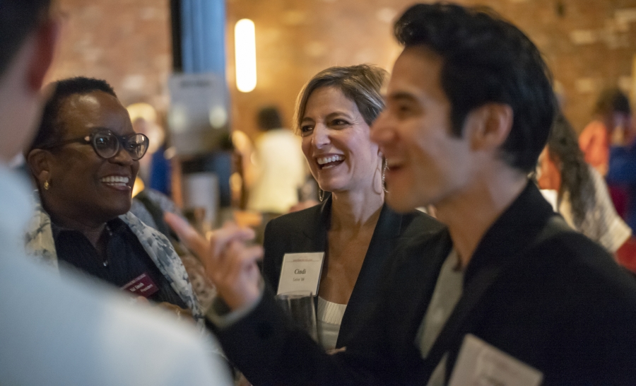 Valerie Smith, Cindi Leive and Joseph Altuzarra laughing as a group